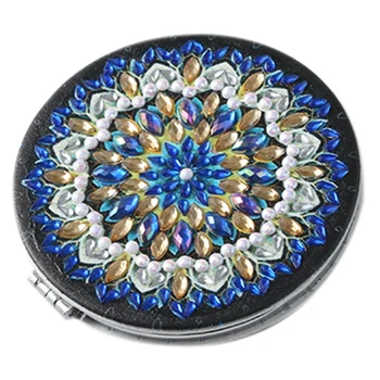 

5D DIY Special Shaped Diamond Painting Mirror Women Girl Ultra-Thin Mini Makeup Mirror Embroidery Cross Datura Flowers