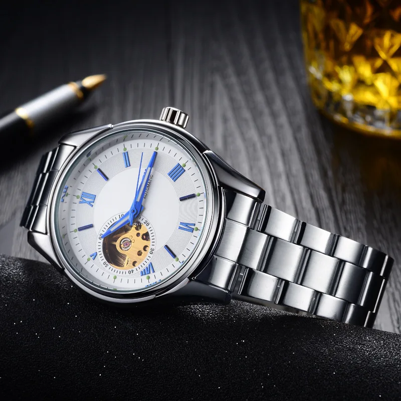 Многофункциональные модные автоматические механические мужские часы со стальным ремешком, деловые классические роскошные часы AAA