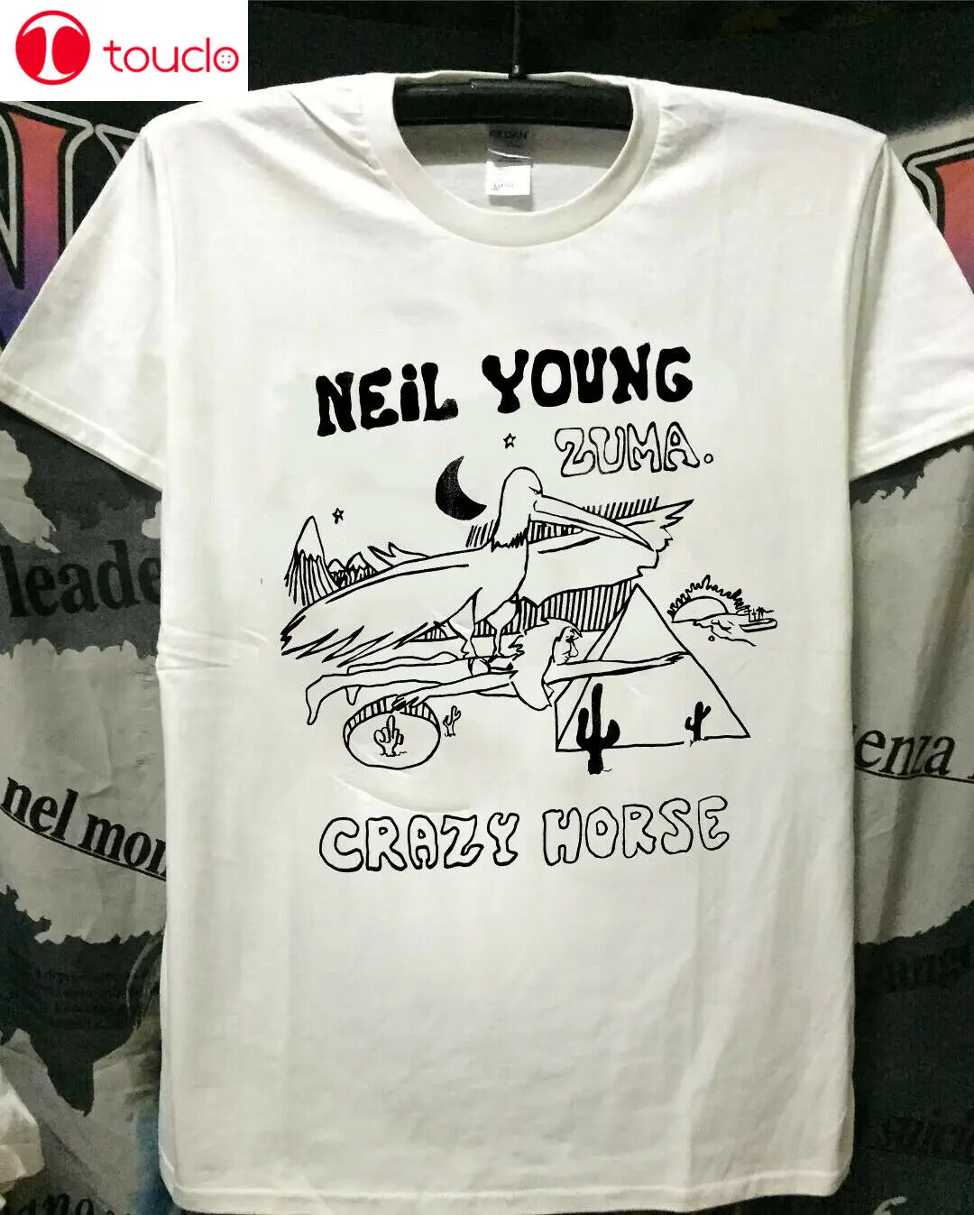 Футболка Vtg с принтом Нил Young Zuma Crazy Horse 1975 для концерта 70-х редкий | Мужская одежда