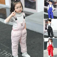 Комбинезон для маленьких мальчиков; комбинезоны; Однотонный Пуховый комбинезон для девочек; детская одежда; Новинка года; зимние детские теплые штаны с карманом