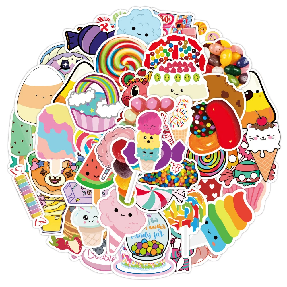 

10/30/50PCS Kawaii Candy Ice Cream Food Cartoon Stickers DIY Bike Skateboard Fridge Guitar Laptop Luggage Funny Kid Sticker Gift