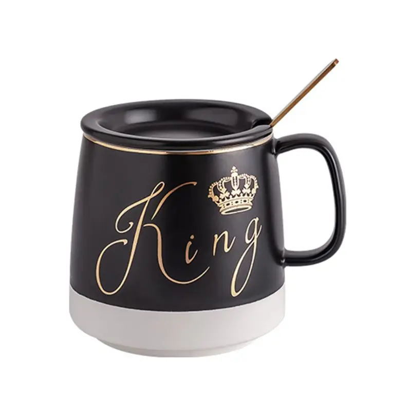 Керамическая кофейная чашка "King queen", свадебный подарок, парный Набор для невесты и жениха, подарок для свадебного душа, помолвка, свадьба - Цвет: Черный