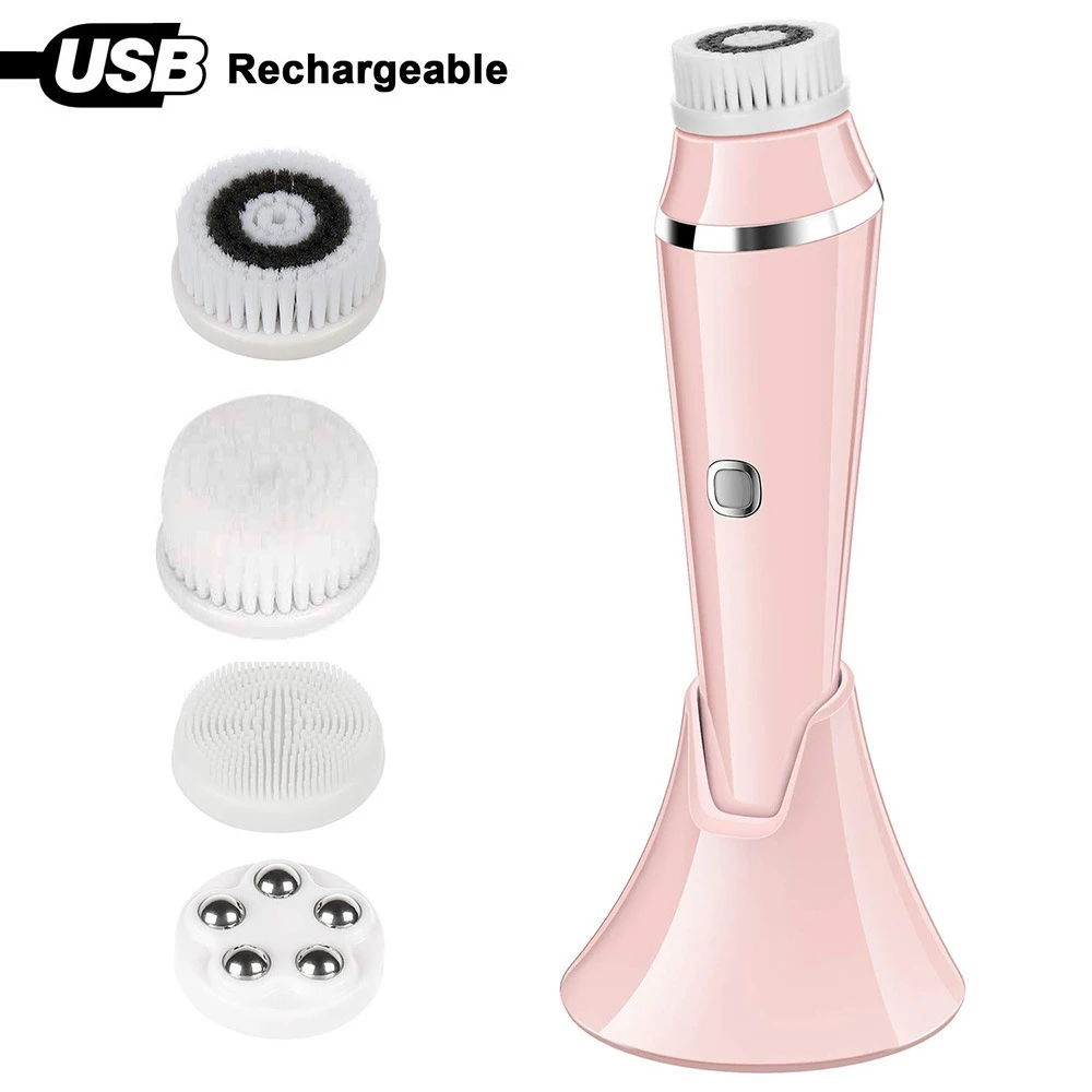 

4 In 1 Electric Facial Cleansing Brush Waterproof Pore Cleaner Exfoliator Face Scrubber Cleanser Home Skin Care Massager Tool