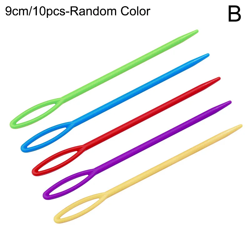 10Pcs 9cm/7cm Plastic Sewing Needles Crochet Hook DIY Sweater Weaving Tool Tapestry Knitting Needles DIY Wool Yarn Needle 