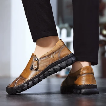 

Summer Leather Men Shoes Breathable Comfortable Non-slip Outdoor Male Casual Zapatos High Quality Lace Up Leisure Safety Sapatos