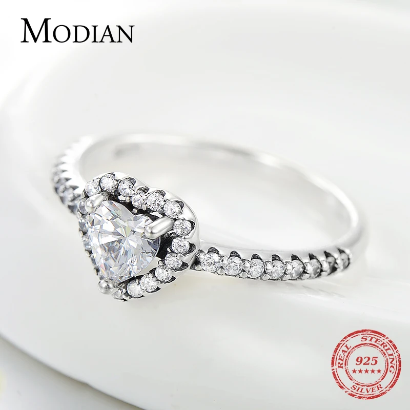 925 Sterling Silver Vintage Hearts AAA Clear CZ Finger Rings for Women Luxury Wedding Jewelry