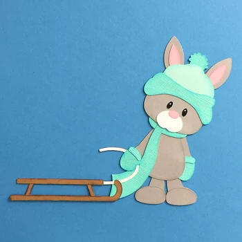 

2020 Sleighing Rabbit Metal Cutting Dies Lovely Animal Bunny Stencil for DIY Scrapbooking Cards Decorative Embossing Dies