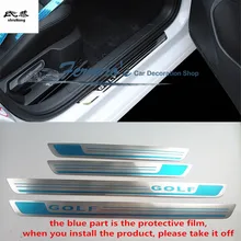 4 шт./лот, автомобильные наклейки для 2011- Volkswagen VW GOLF 7 MK7 7GEN GOLF 6 MK6, ультратонкая Накладка на пороги из нержавеющей стали
