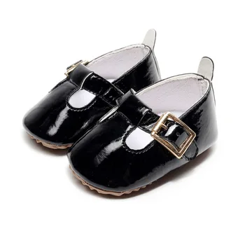 

Baby Girl Buckle Shallow Leather Shoes Infant Anti-slip Soft Sole Newborn Toddler First Walker