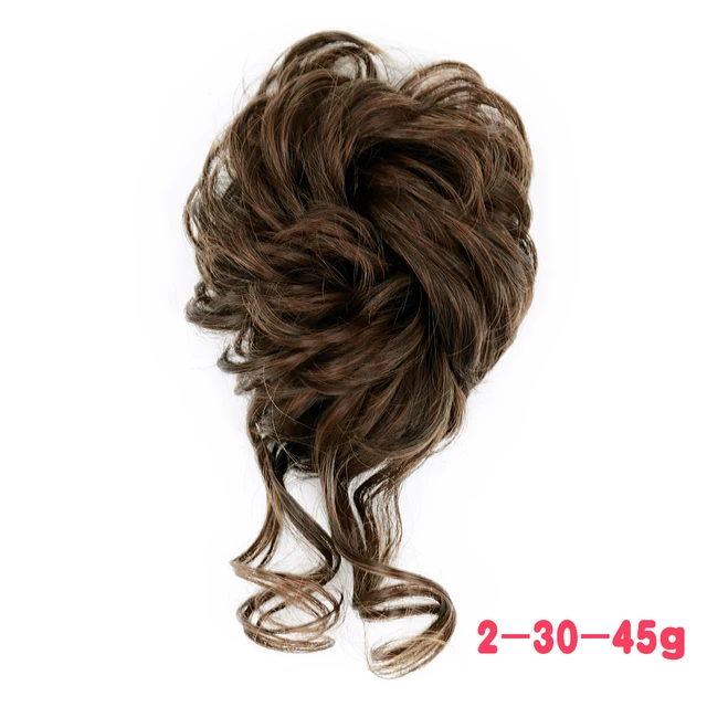 MERISIHAIR Synthetic Girls Curly Scrunchie Chignon With Rubber Band Brown Gray Hair Ring Wrap On Messy Bun Ponytails M-2-30