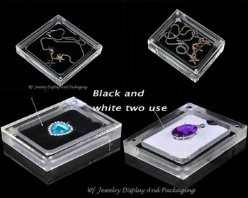 

Acrylic Clear Jewelry Storage Box Gemstone Box Pendant Earring Showing Case Diamond Holder Black White Double Magnet Storage Box