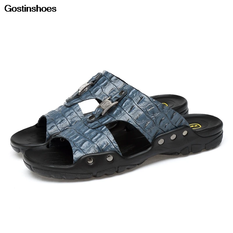 

Sandalen Cow Leather Sandalias De Hombre Size Plusized Embossed Size 38-50 Leather Sandals Menias Para Hombre