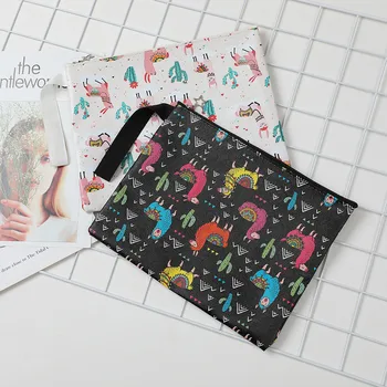 

Outdoor Alpaca Print Handbag Shoulder Tote Ladies Purse Travel Bag Cases Travel Makeup Organizer Bath Wash Kit Multifunction