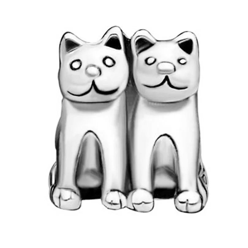 

Fit Pandora charm bracelets Twin Cat European Bead Charms Bracelets beads for jewelry making