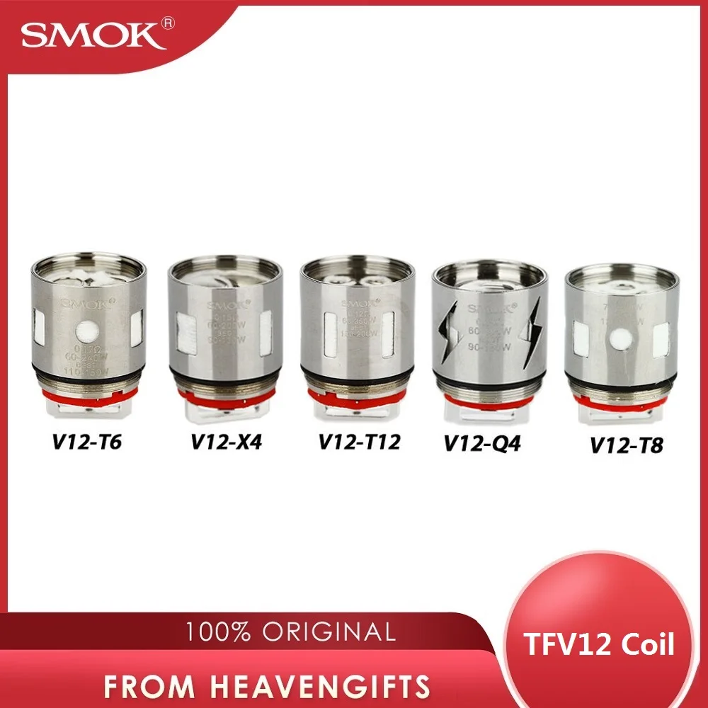 3 шт. SMOK TFV12 Головка Катушки V12-Q4/V12-X4/V12-T6/V12-T8/V12-T12 0 12/0 15/0 16/0.17ohm 60-350 Вт для атомайзера