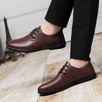 

Handmade Comfortable Natural Leather Men Shoes Handmade Lace-up Loafers Moccasins Shoes Plus Size Casual Flats Shoes Men