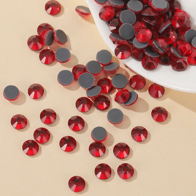 Top Quality Red Rhinestones Hot Fix Crystal Iron On Rhinestones Glass Bling  Flat Back Gems Strass For Clothes/Wedding Dress DIY - AliExpress