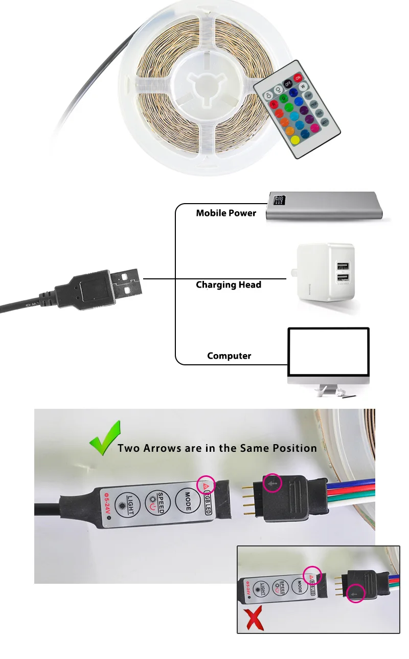 Светодиодная лента USB DC 5 в 50 см 1 м 2 м 3 м 4 м 5 м Мини 3Key 24Key гибкий светильник SMD 2835 Настольный Декор экран ТВ фоновый светильник ing