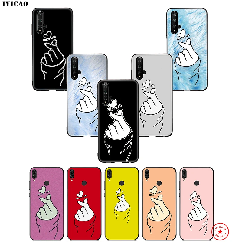 Любовь на кончиках пальцев Kpop Сердце Мягкий чехол для huawei Honor 20 10 9X9 8C 8X8 7X 7C 7A 6A Nova 5i