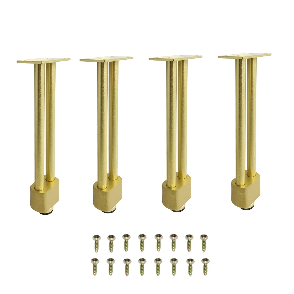 

2/4 Pcs Adjustable Aluminum Double Tube Replacement Furniture Legs As Sofa Table Desk TV Stand Coffee Table Cabinet Legs Gold