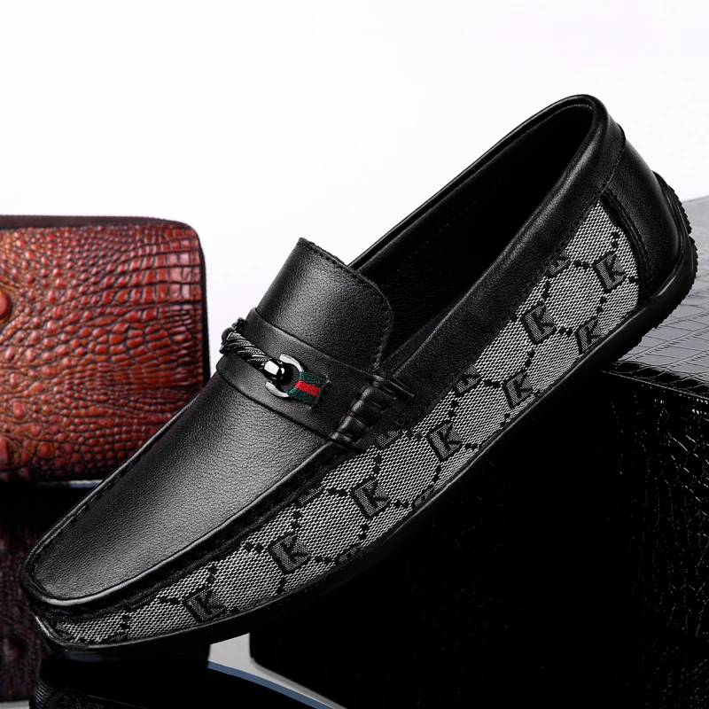 

Men Loafers 2020 Spring Summer Soft Genuine Leather Sneakers Men Moccasins Shoes Breathable Slip on Driving Shoes Size 39-44
