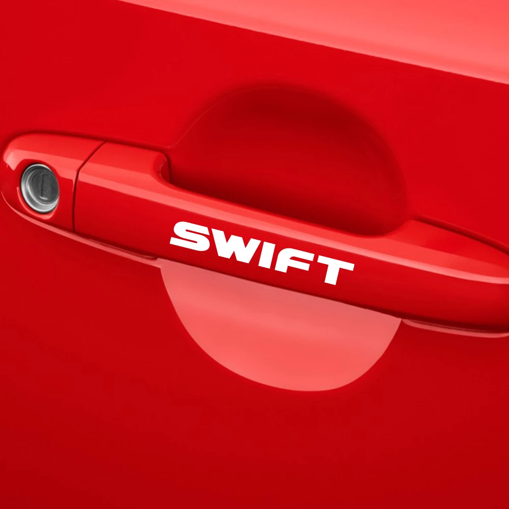 4 шт., декоративные наклейки на дверные ручки автомобиля для Suzuki Swift, Спортивная наклейка, виниловые водонепроницаемые наклейки на ручки, светоотражающие наклейки, автомобильные аксессуары