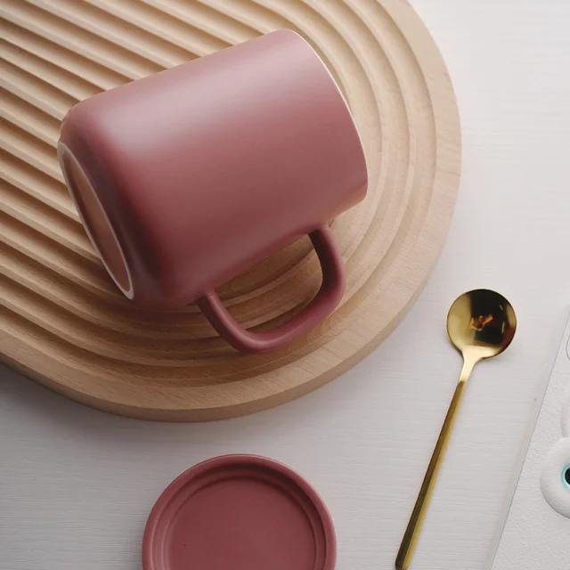 Otthoni Kreatív Északi Belső Mázas Makaron Egyszerű Szuper Nagy Kapacitású Kupa Borító Férfi És Női Kerámia Kávézókkal - Image 4