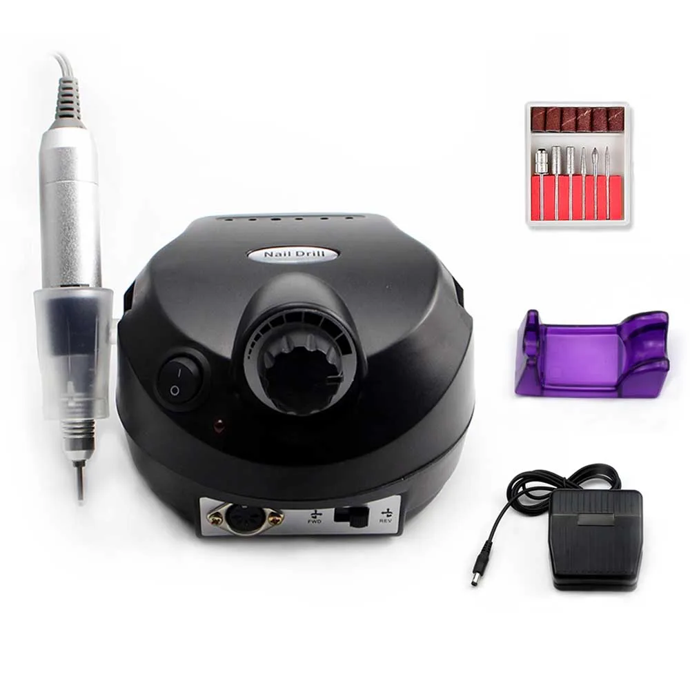 20W-202 black SET 1 32/20/12 Вт Электрический Фрезер для ногтей, сверлильный станок набор для маникюра и педикюра, фрезер фрезерный станок, маникюр, машинка для маникюра ногтей комплект оборудования, Электрический Фрезер для ногтей, набор - Color: 20W-202 black SET 1