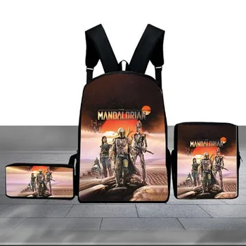 

3D Yoda School Bags Backpack Children Students Schoolbag Kids Bag Mochila 3pcs Backpack Set