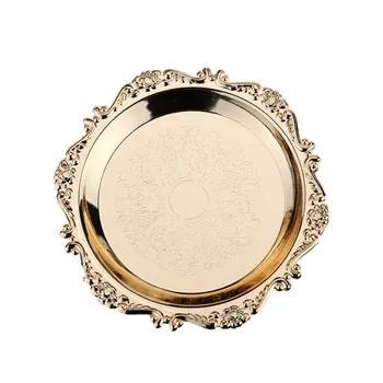 

Nordic simple retro metal candle decoration gold/silver Fashion cake pan Exquisite cake tray set dishes pallet dessert