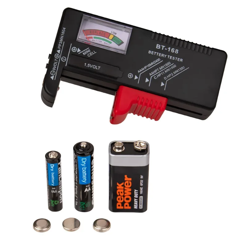 Battery Volt Tester Checker for 9V/1.5V Button Cell Battery Digital LCD Display 