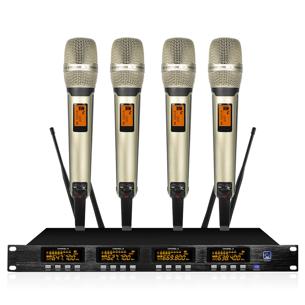 

Adjustable frequency UHF wireless microphone system with pocket transmitter microphone for stage church party