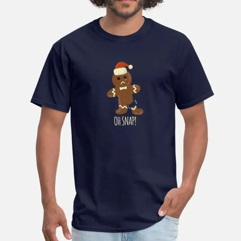 Men-Navy Blue Новейший Oh Snap! Забавная Рождественская футболка с пряником, Мужская хипстерская футболка с круглым вырезом, Мужская футболка с коротким рукавом, Мужская футболка в стиле хип-хоп - Цвет: Men-Navy Blue