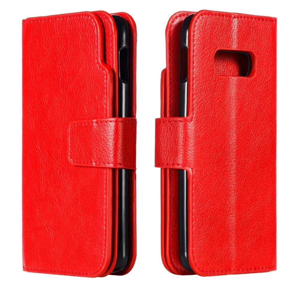 Red Чехол с откидной крышкой для samsung Galaxy S10 5G S9 S8 S7 край A8 A6 A7 A5 A3 J6 J4 Plus J7 J5 J3 Бумажник Чехол кожаный карты карман - Цвет: Red
