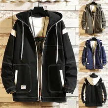 Мужская осенне-зимняя повседневная спортивная одежда, модная свободная Лоскутная куртка с капюшоном, верхняя одежда, пальто, одежда для фитнеса#1123