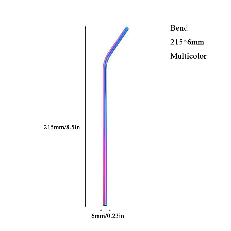 multi 215mm bend Многоразовая соломенная металлическая соломинки портативная соломка из нержавеющей стали металлическая соломинка для бара вечерние аксессуары - Цвет: multi 215mm bend