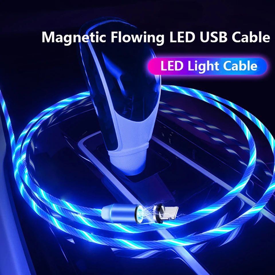 Светодиодный светящийся Магнитный зарядный кабель usb type C Micro 8Pin для зарядки iPhone 11