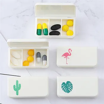 

Pinksee Cute Fashion 3 Lattices Pillbox Flamingo Cactus Leaf Jewelry Box Dispenser Medicine Dispensing Kit Mini Organizer Case