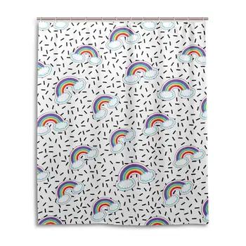 

Rainbow Retro Comic Shower Curtain 60 x 72 Inch Waterproof Polyester Decoration Bathroom Curtain with Hooks