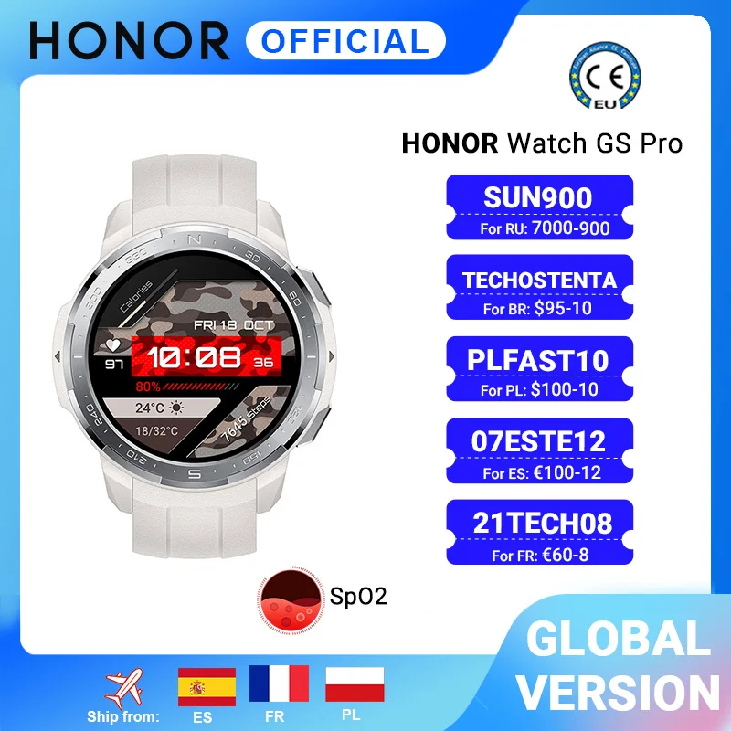 New Global Version Honor Watch GS Pro Smart Watch 1.39'' AMOLED Display Heart Rate Monitoring Blood Oxygen Bluetooth Calls 5ATM