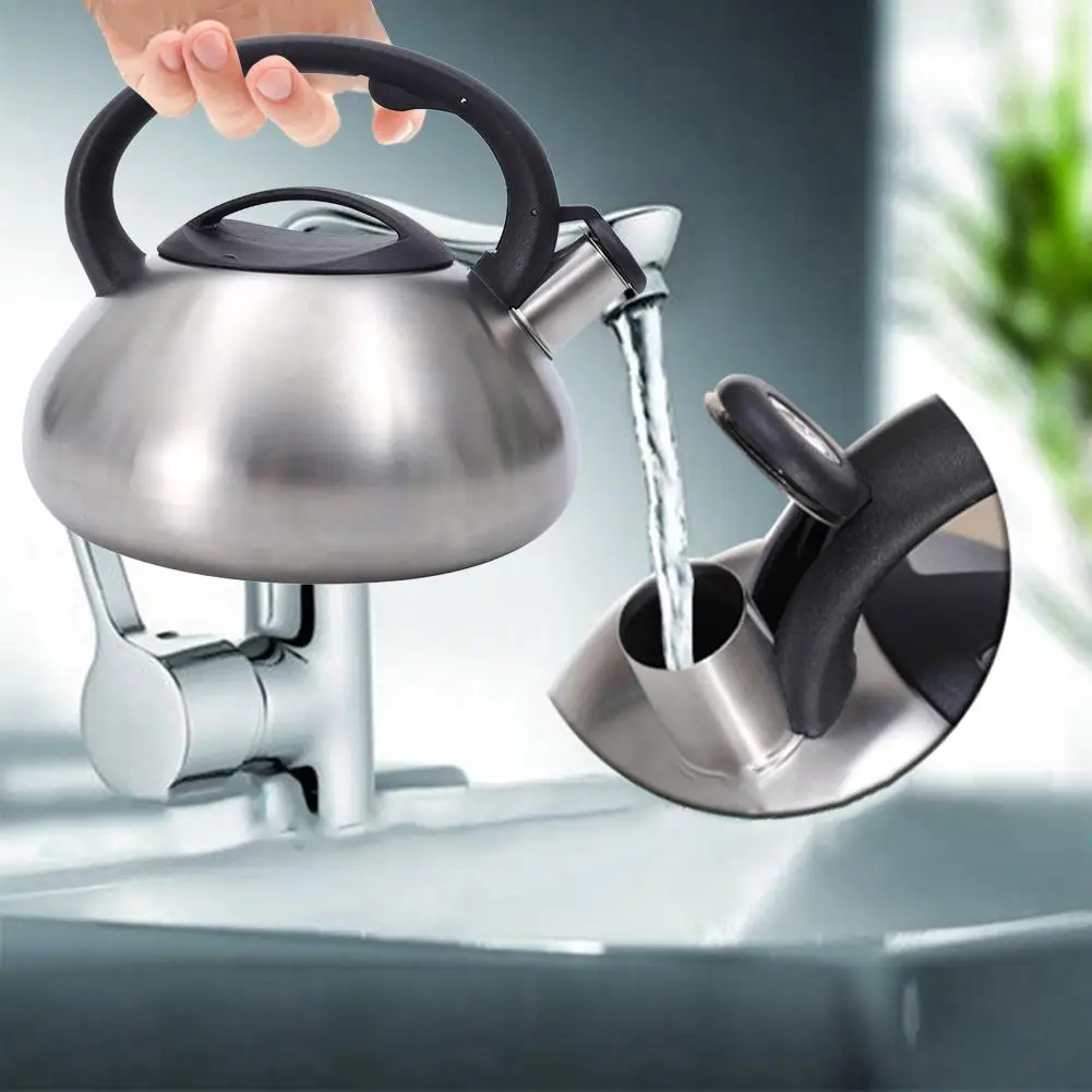 

Whistling Stainless Steel Food Grade 3 Litre Tea Pot with Heat-Proof Handle - Stovetop Suitable for All Heat Sources