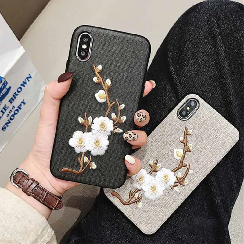 Защитный чехол с объемной вышивкой для iPhone 11 Pro 8 7 6 6S Plus X XS XR MAX|Бамперы| |