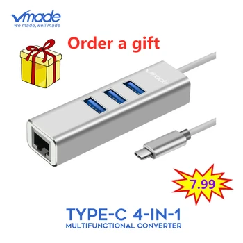 

USB C Ethernet Adapter with 3 USB 3.0 Hub Thunderbolt 3 for MacBook Pro PC, Type C Hub Gigabit Ethernet Rj45 Lan USB C Hub 3.0