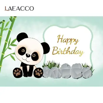 

Laeacco Baby Cartoon Bamboo Panda Birthday Party Sweet Love Customized Poster Pattern Photo Background Photo Backdrop Photocall