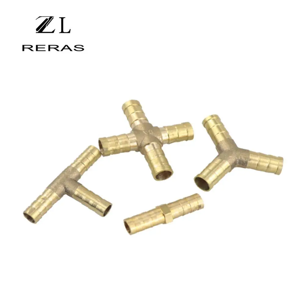 

Brass Straight Hose Pipe Fitting Equal Barb 6/8/10/12/14/16mm Gas Copper Barbed Coupler Connector 2 3 4 Way Adapter