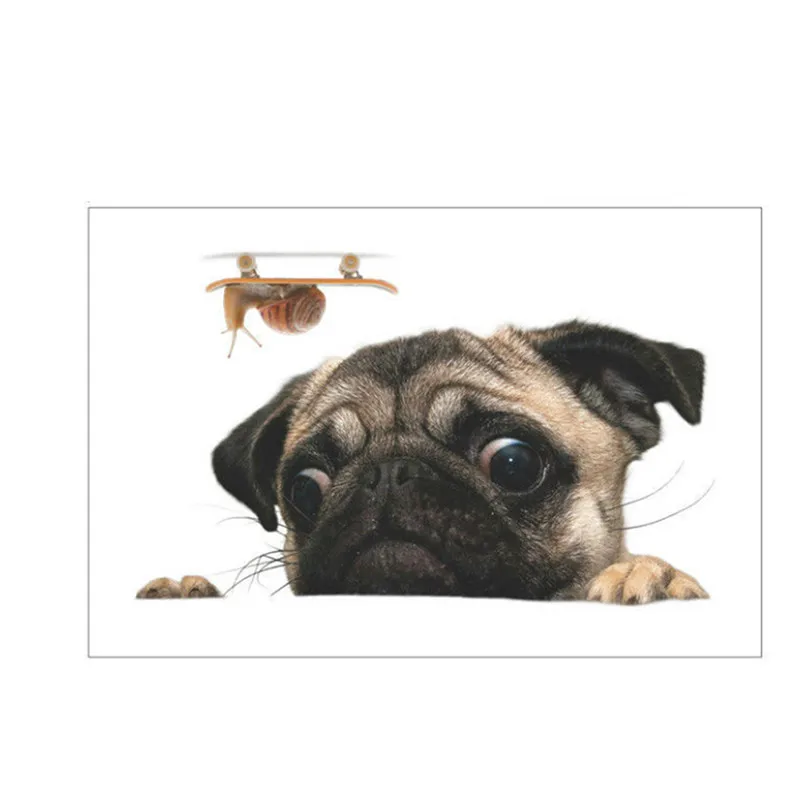 

3D Pug Dogs Watch Snail Car-Stickers for Car Window Bumper Trunk Auto Motorcycle Uv Protection Vinyl Car Decoration 18*12cm