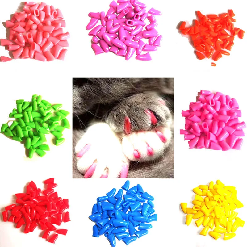 20pcs Soft Pet Cat Dog Nail Cover Silica Nail Protector Pet Puppy Small