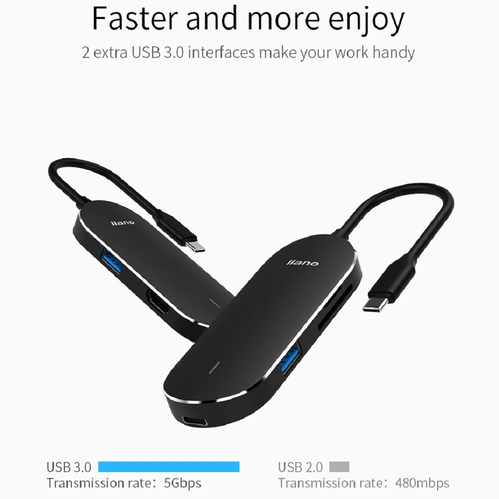LLANO USB док станция все в одном C к HDMI кардридер RJ45 PD адаптер для MacBook/Samsung/Galaxy S9 /S8/+ Type