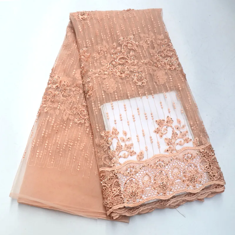 Африканская кружевная ткань высокого качества кружевная aso ebi сетчатая ткань вышитая полностью бисером нигерийский Швейцарский кружевной ткани 5 ярдов RG405