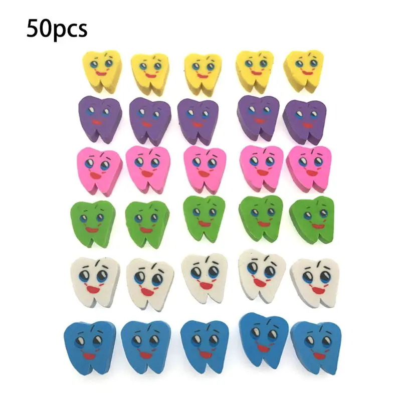 

50pcs Molar Shaped Tooth Rubber Erasers Dentist Dental Clinic School Great Gift